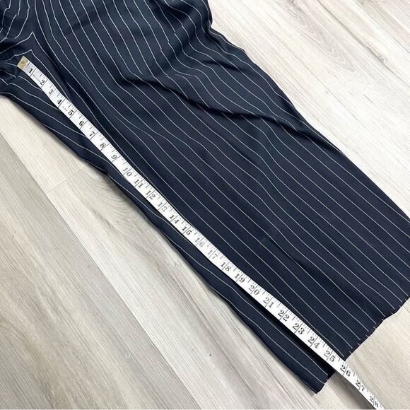 Eileen Fisher Pants Women’s Large Navy & White Pinstripe Pull On Wide Leg Crop - Picture 10 of 10